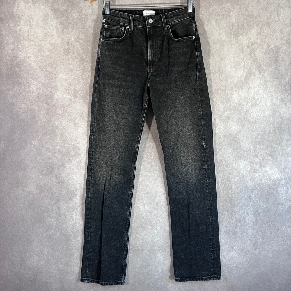 Citizens of Humanity Zurie Straight Leg Jeans Women 25 Black High Rise 2128-3010